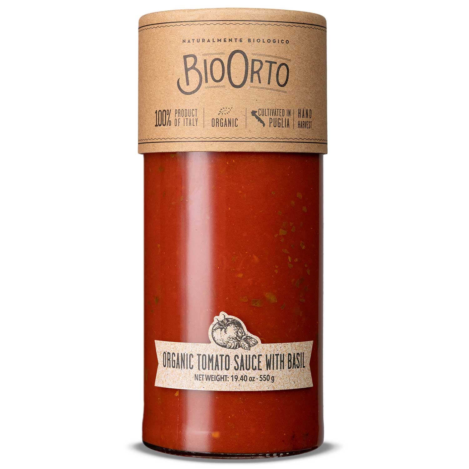 BIO ORTO ORGANIC TOMATO AND BASIL SAUCE 550 GR - Pantry, Sauces & Condiments, Tomato - Buon'Italia