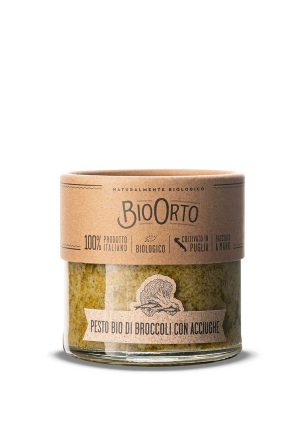 BIO ORTO ORGANIC BROCCOLI PESTO W/ANCHOVIES 180 GR - Pantry, Sauces & Condiments - Buon'Italia