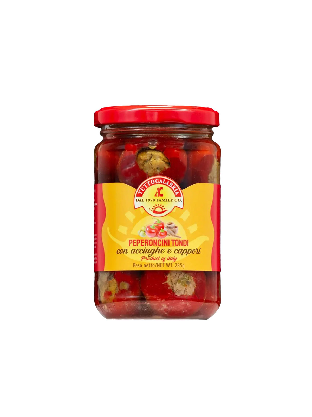 T/C HOT PEPPERS STUFFED WITH ANCHOVIES & CAPERS 10.2 oz.